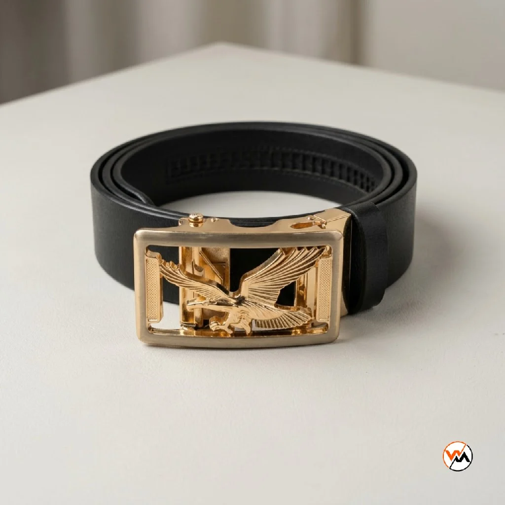 Mens Eagle Buckle Iconic Black Belt – mens black belt – photo 1