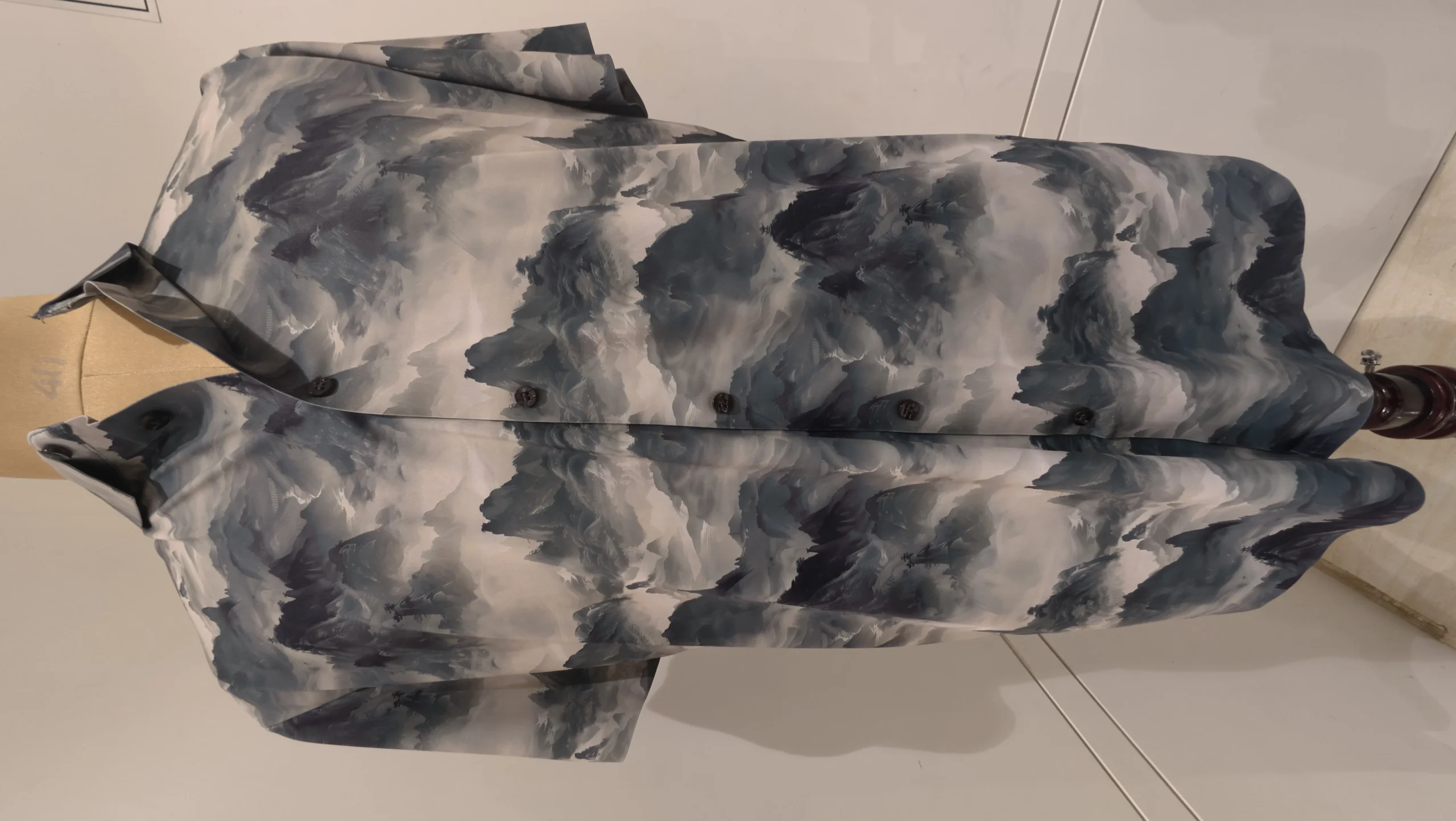 Mens Printed Shirt Signature Mountain Motif Casual Top – printed shirt Mens Printed Shirt Signature Mountain Motif Casual Top – printed shirt – photo 1
