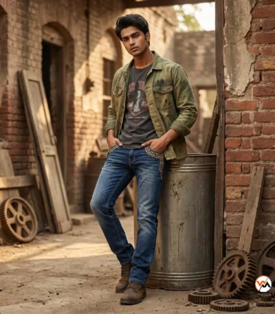 Mens Studded Blue Jeans - Essential Denim Style – Mens Studded Blue Jeans – photo 1