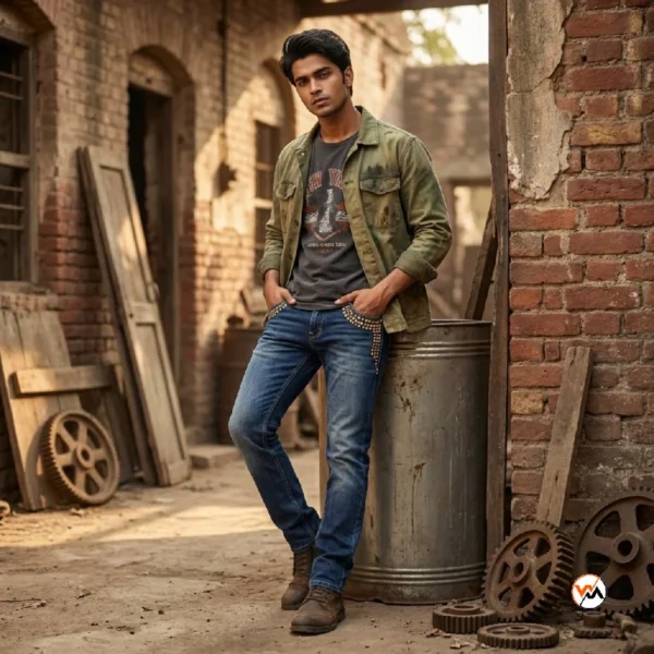Mens Studded Blue Jeans - Essential Denim Style – Mens Studded Blue Jeans – photo 1
