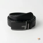 Ultimate black leather belt for men with modern metallic buckle – black leather belt – photo 1