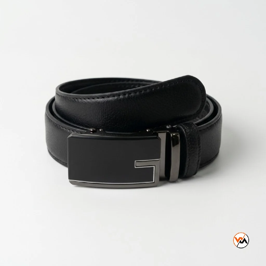 Ultimate black leather belt for men with modern metallic buckle – black leather belt Ultimate black leather belt for men with modern metallic buckle – black leather belt – photo 1