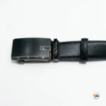 Ultimate black leather belt for men with modern metallic buckle – black leather belt – photo 3