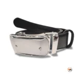 Ultimate black leather mens belt with metal buckle – black leather mens belt – photo 1