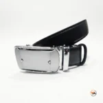 Ultimate black leather mens belt with metal buckle – black leather mens belt – photo 2
