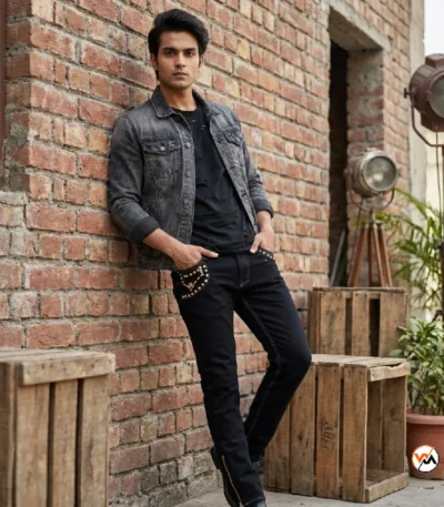 Ultimate Black Studded Jeans for Men with Zippers – Black Studded Jeans – photo 1