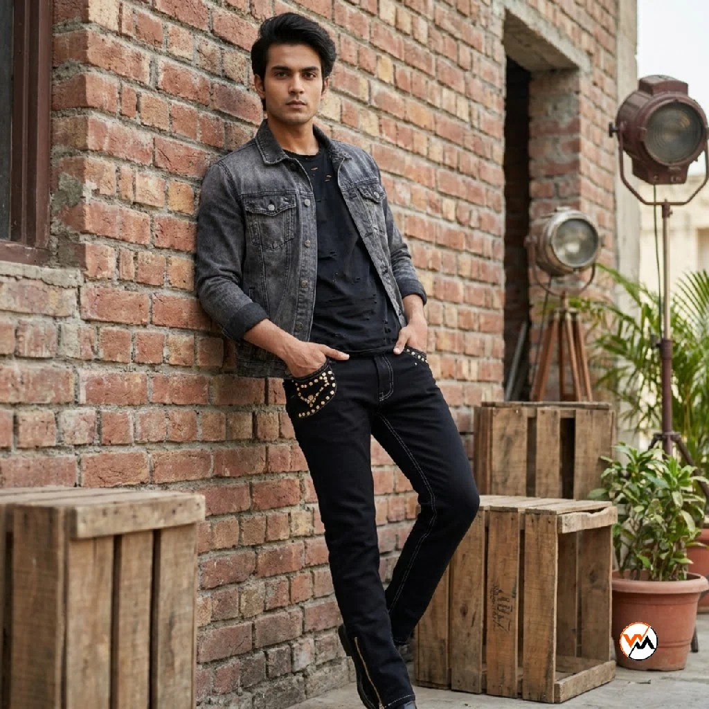Ultimate Black Studded Jeans for Men with Zippers – Black Studded Jeans Ultimate Black Studded Jeans for Men with Zippers – Black Studded Jeans – photo 1