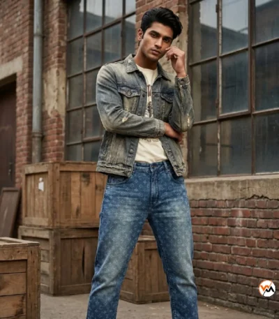 Ultimate Blue Monogram Jeans for Men – blue monogram jeans – photo 1