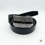 Ultimate Mens Black Belt with Metallic Rhinestone Buckle – mens black belt – photo 1