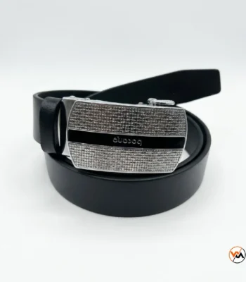 Ultimate Mens Black Belt with Metallic Rhinestone Buckle – mens black belt – photo 1