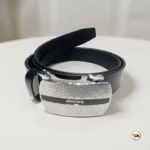 Ultimate Mens Black Belt with Metallic Rhinestone Buckle – mens black belt – photo 2