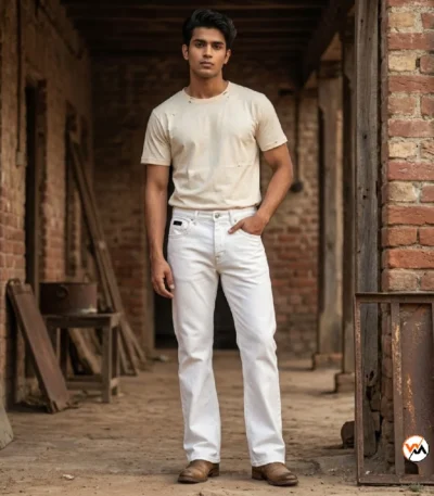 White jeans for men featuring an essential tailored cut – white jeans – photo 1